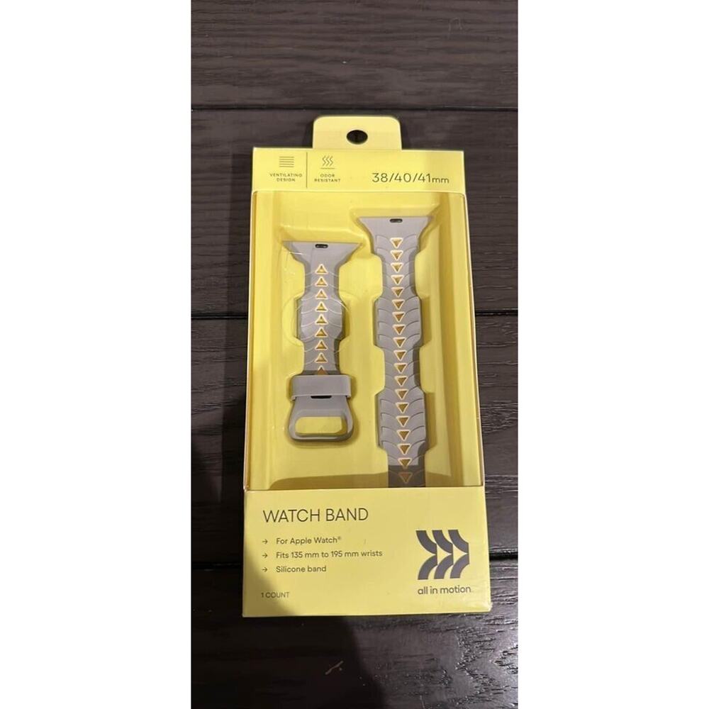 NEW All In Motion 38/40/41 Apple Watch Band Gray And Yellow